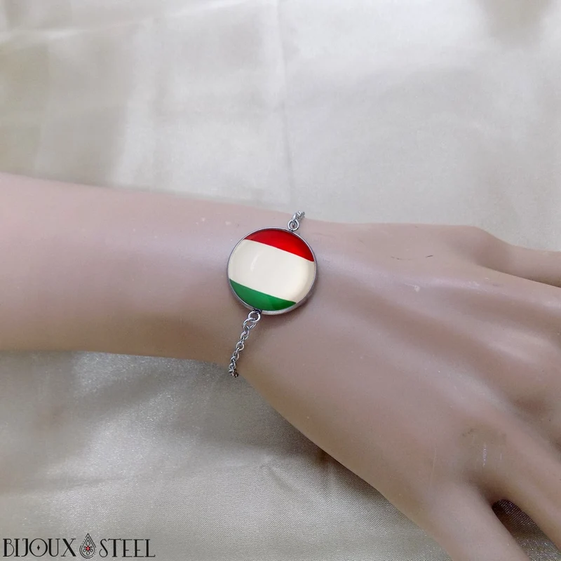 Bracelet femme drapeau de l'Italie en acier inoxydable