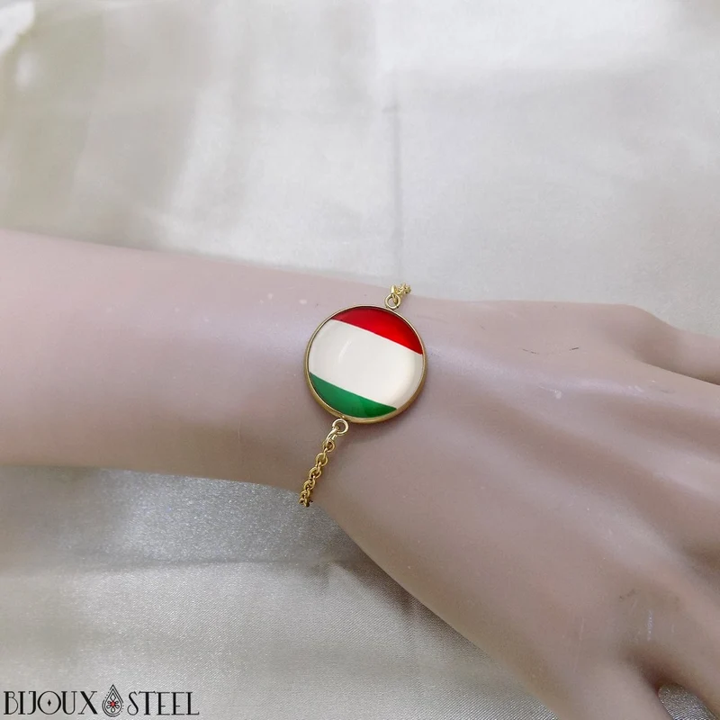 Bracelet femme drapeau de l'Italie en acier inoxydable