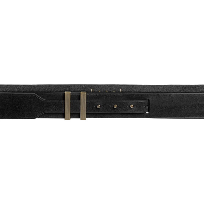 Ceinture noir homme boucle laiton | SPARTIATE.34