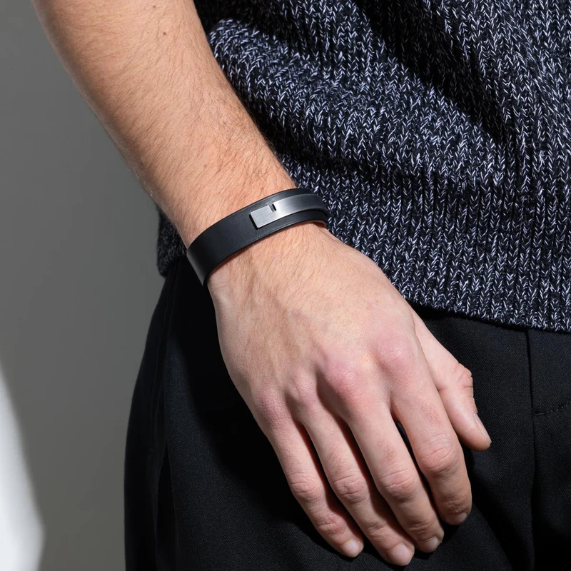 Bracelet cuir homme large noir | U'TURN.18