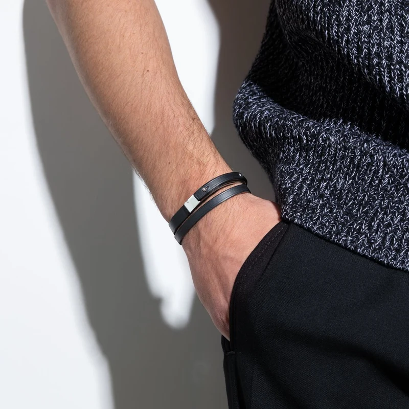 Bracelets duo unisexe en cuir