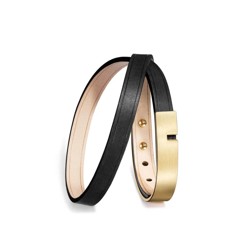 Bracelet cuir homme noir double | U'TURN TWICE