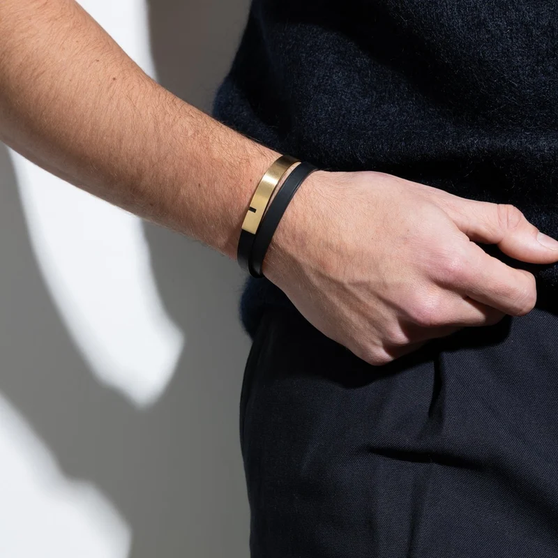 Bracelet cuir homme noir double | U'TURN TWICE