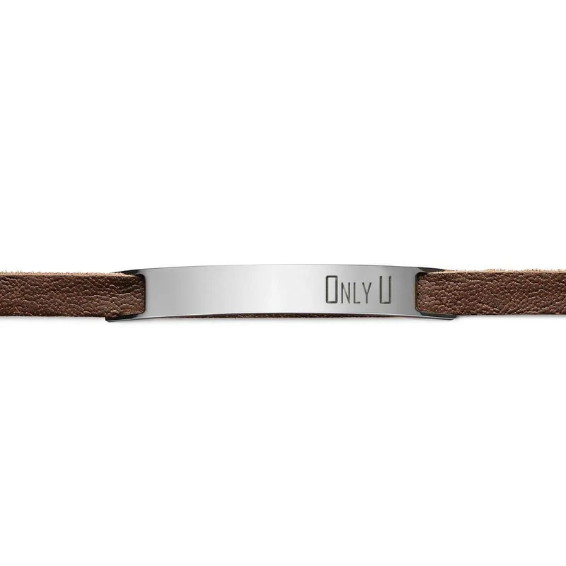 Bracelet personnalisé en cuir marron, "ONLY U"