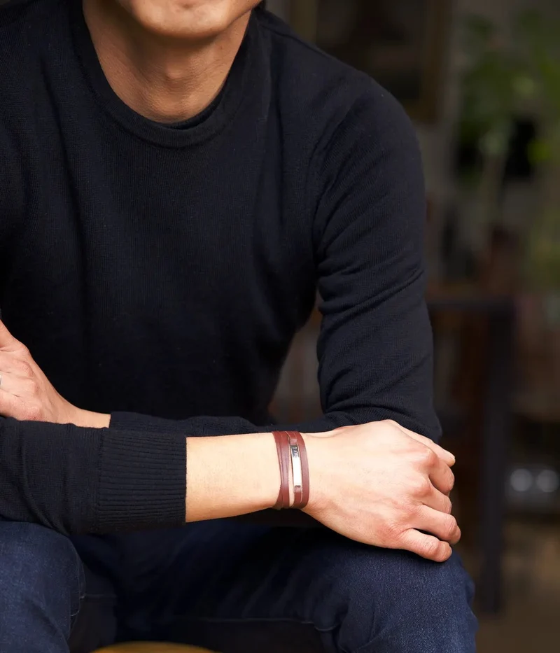 Bracelet personnalisé en cuir marron "WITH U"