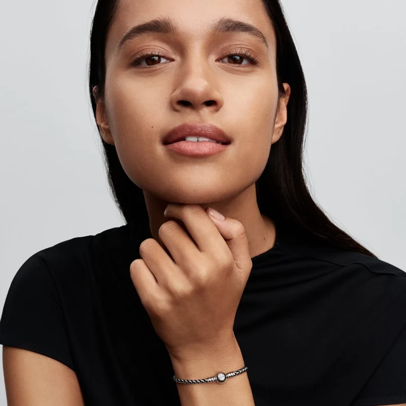Pandora Moments Bracelet Black Cord Box Chain 593816C02