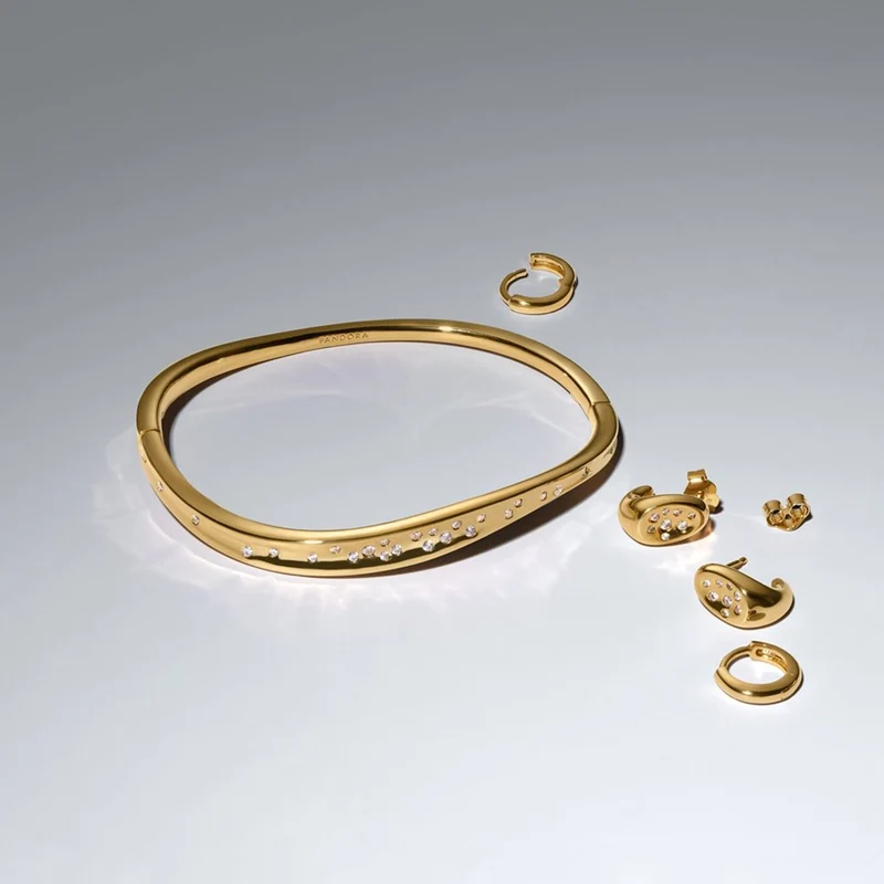 Pandora Essence Jonc Stone-Set De Forme Organique Plaqué Or 564655C01
