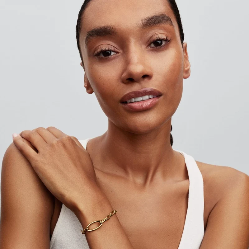 Pandora ME Bracelet Chaîne Openable Oval Plaqué Or 564678C00