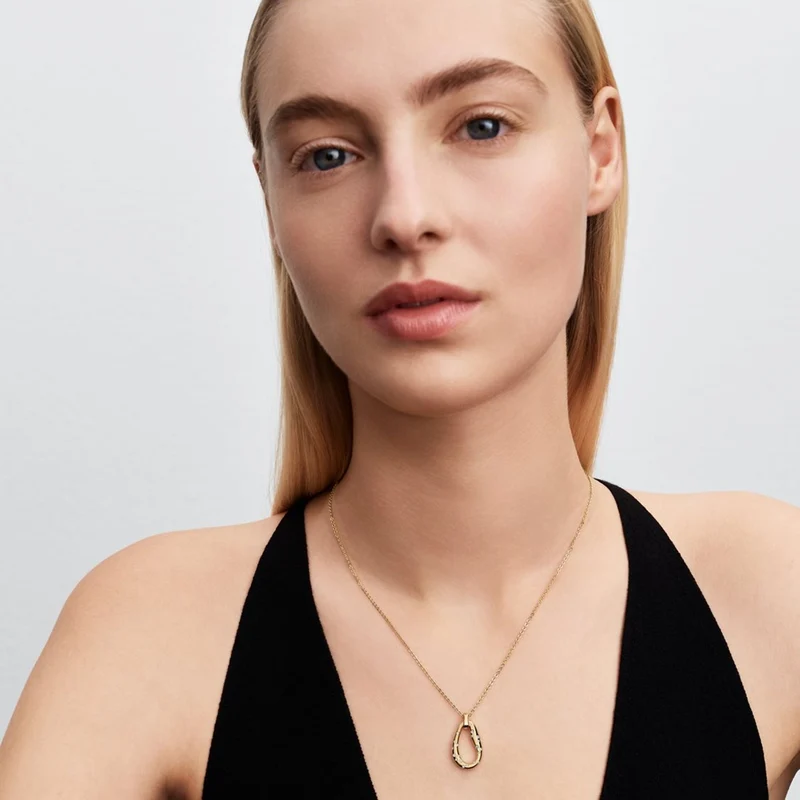 Pandora Essence Collier Pendant Stone-Set De Forme Organique Plaqué Or 364666C01-45