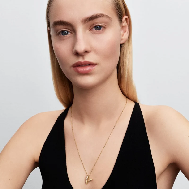 Pandora Essence Collier Pendant Cœur Stone-Set De Forme Organique Cubic Zirconia Plaqué Or 364669C01-60