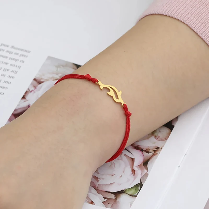 Bracelet Dauphin Cordon Rouge