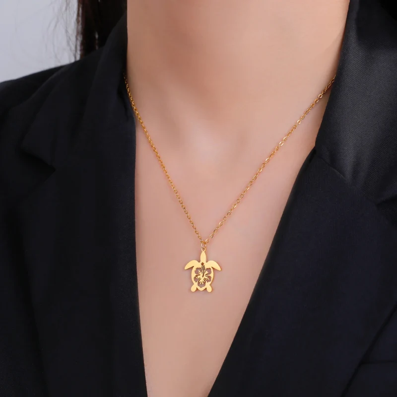 Collier Tortue Floral