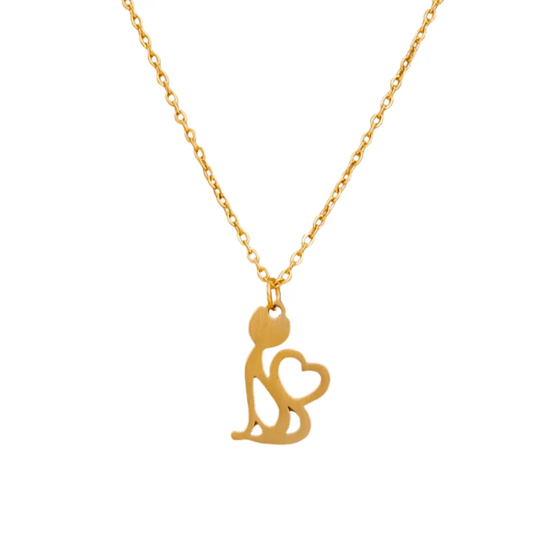 Collier Pendentif Chat Coeur