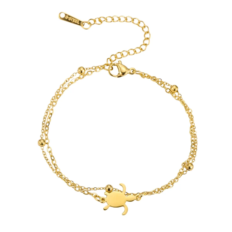 Bracelet Tortue Acier Doré