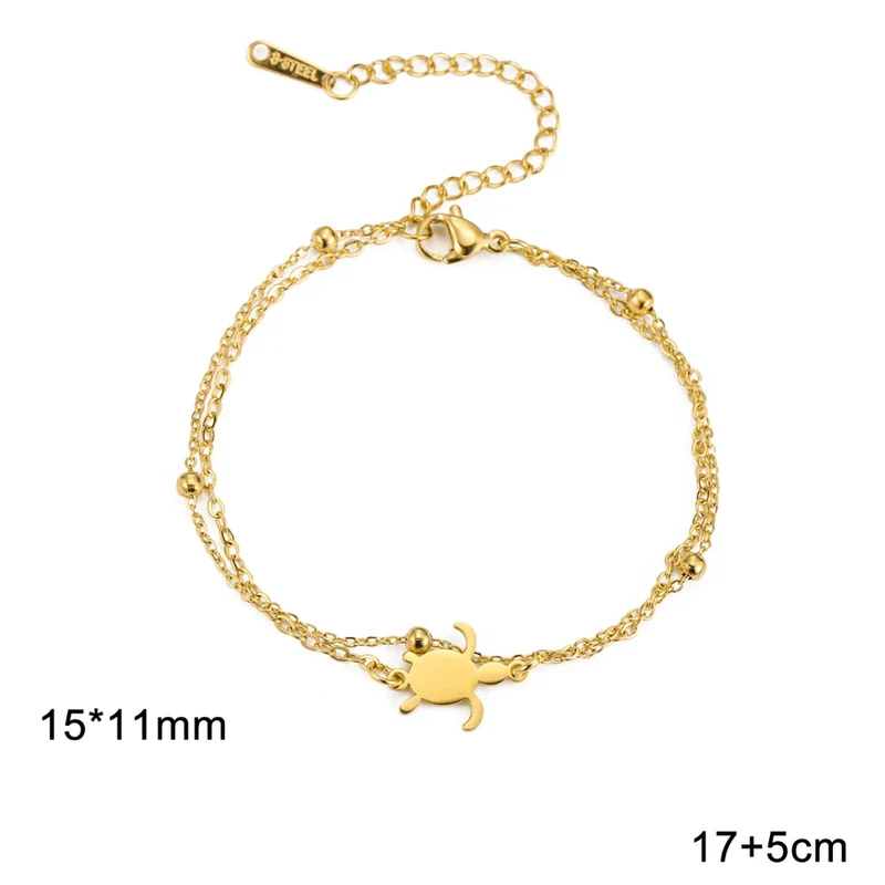 Bracelet Tortue Acier Doré