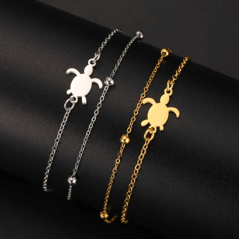 Bracelet Tortue Acier Doré