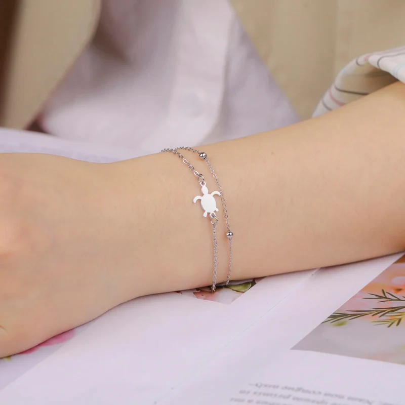 Bracelet Tortue Acier Argenté