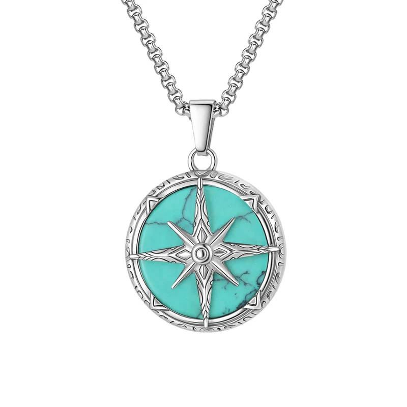 Collier Boussole Argent Homme