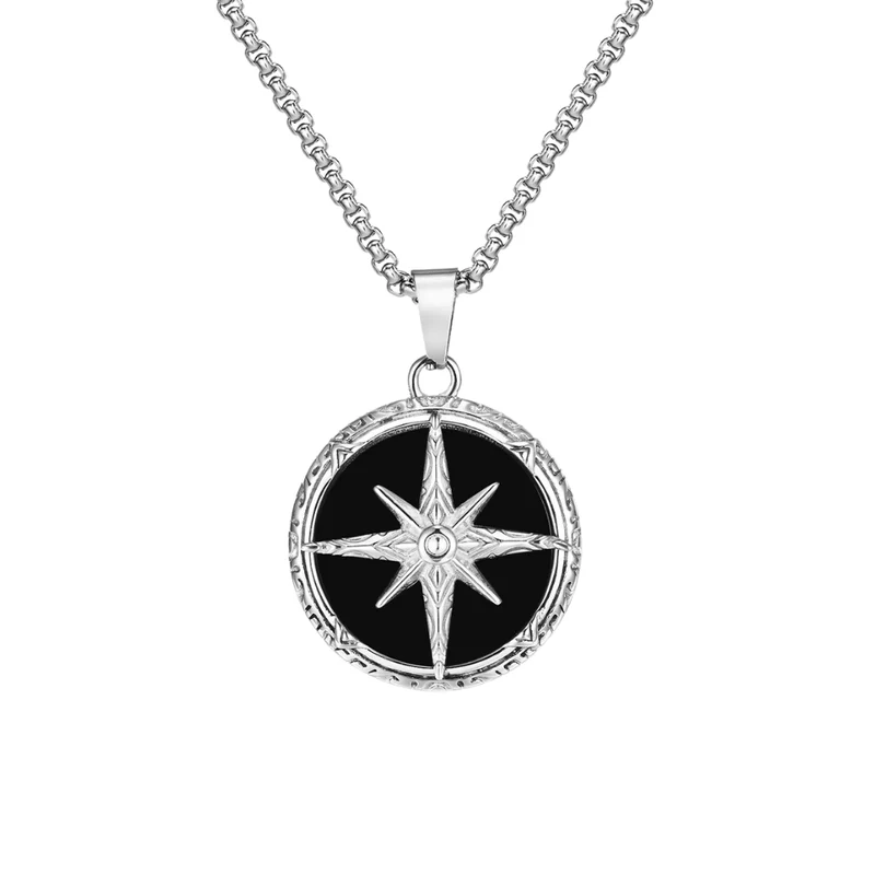Collier Boussole Argent Homme