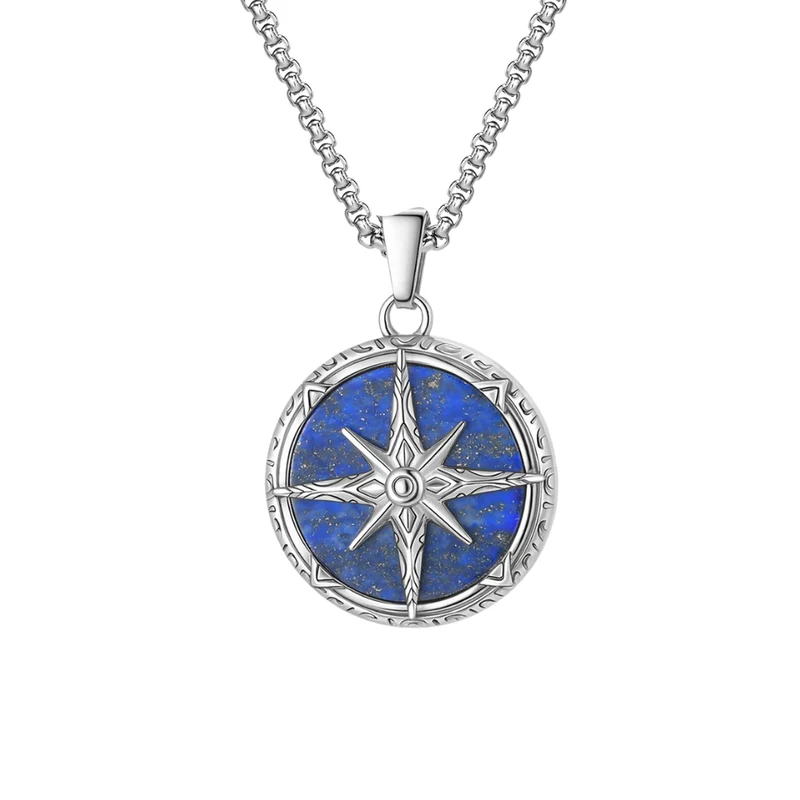 Collier Boussole Argent Homme