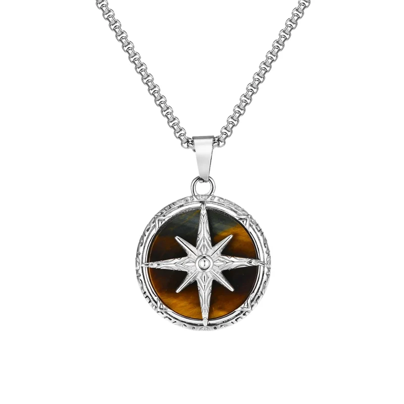 Collier Boussole Argent Homme