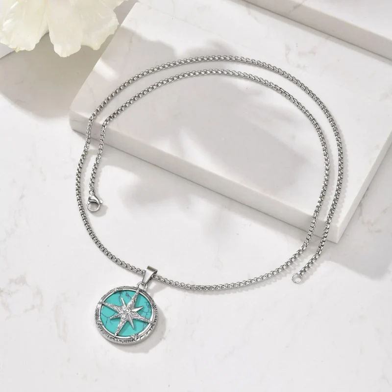 Collier Boussole Argent Homme