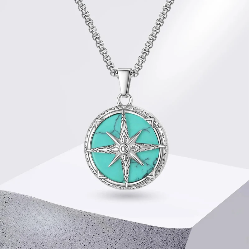 Collier Boussole Argent Homme