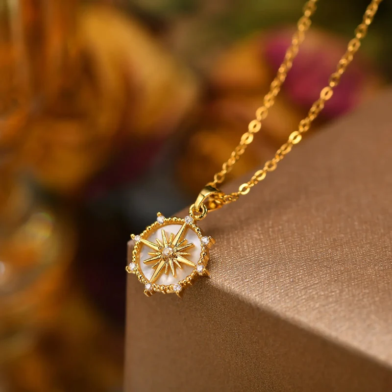 Collier Boussole Strass Femme