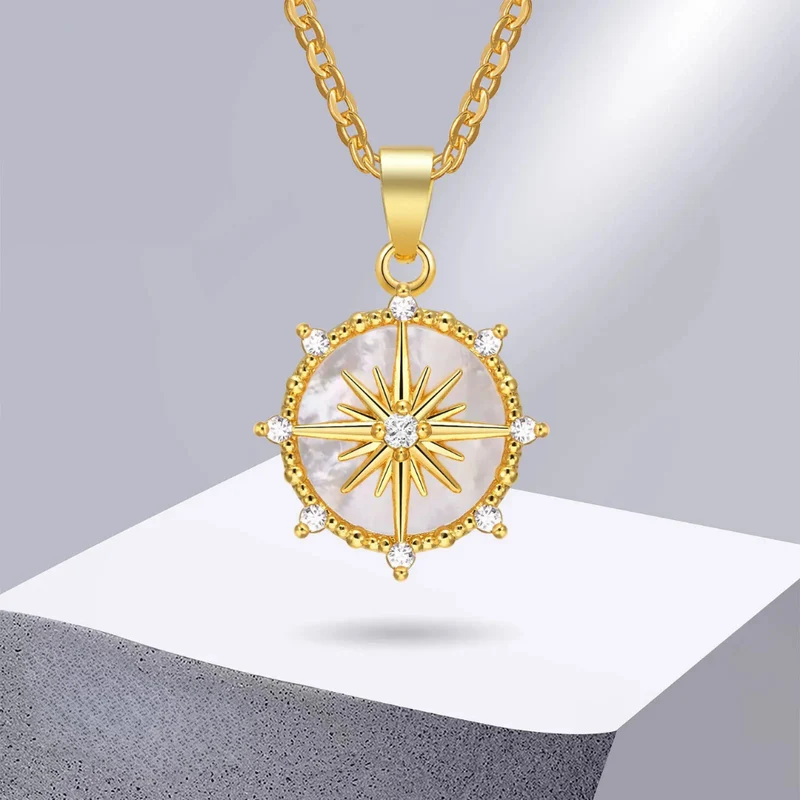 Collier Boussole Strass Femme