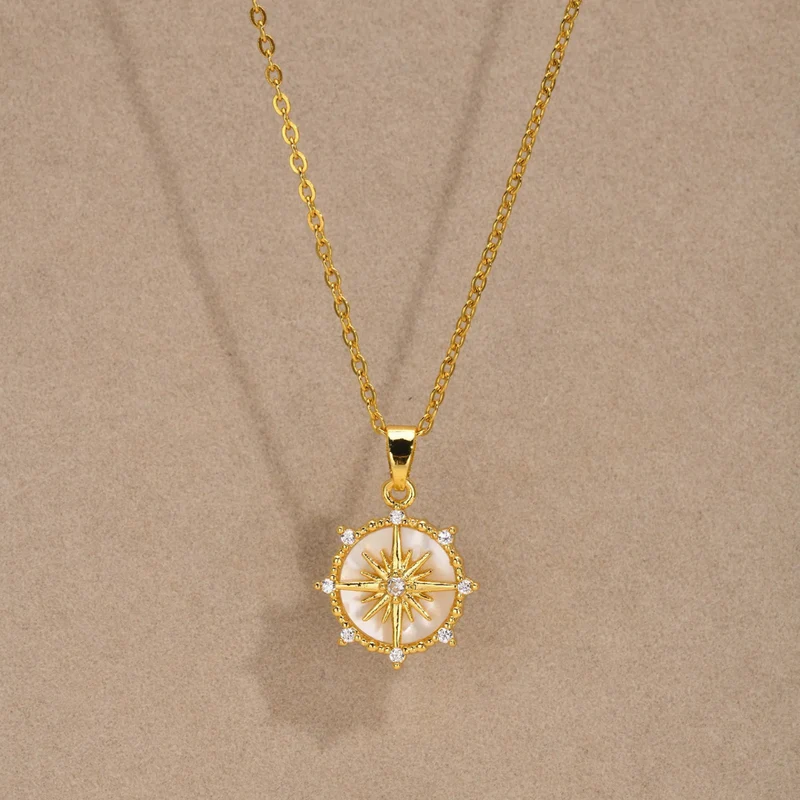 Collier Boussole Strass Femme