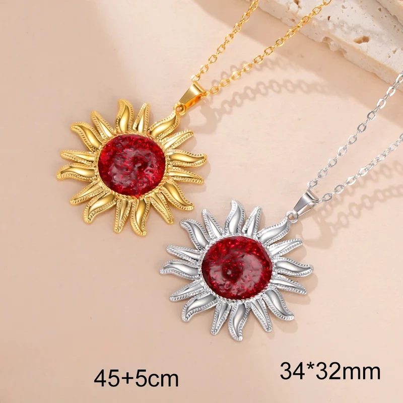 Collier Soleil Pierre Rouge