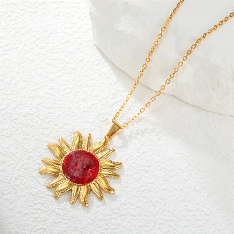 Collier Soleil Pierre Rouge