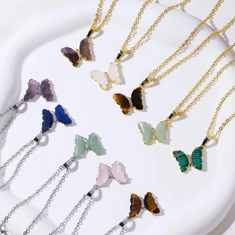 Collier Papillon Pierre Bleu