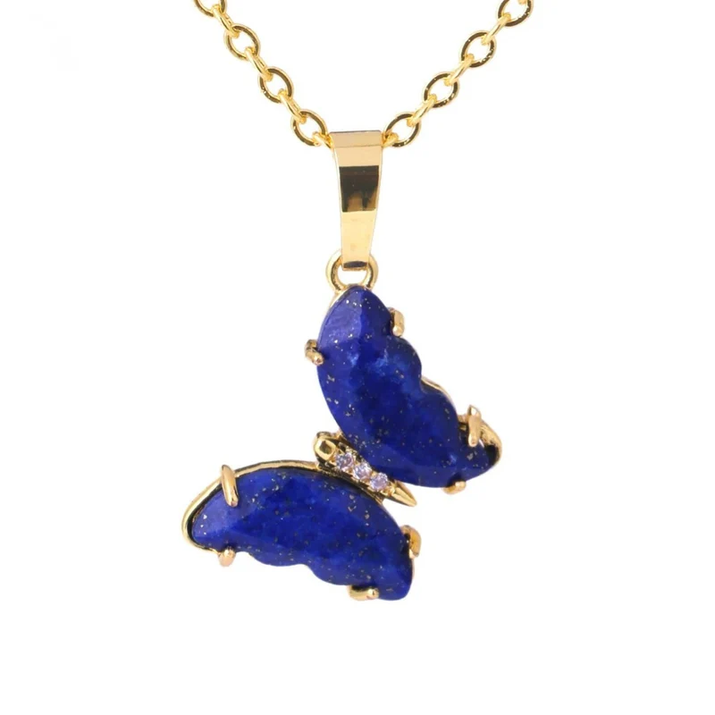 Collier Papillon Pierre Bleu