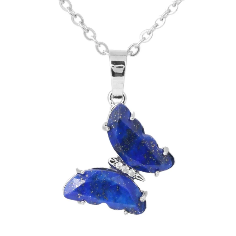 Collier Papillon Pierre Bleu