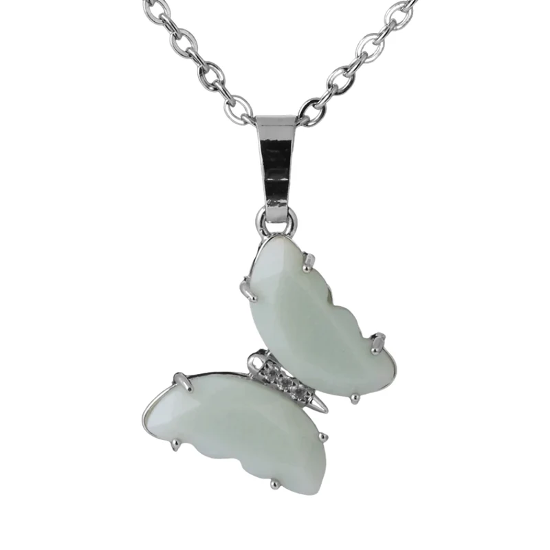 Collier Papillon Pierre Vert