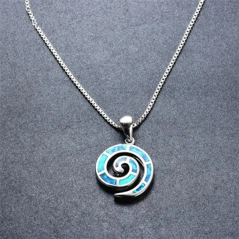 Collier Escargot Argent et Bleu