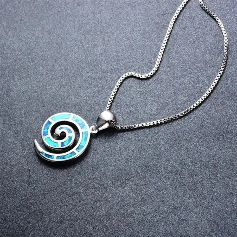 Collier Escargot Argent et Bleu