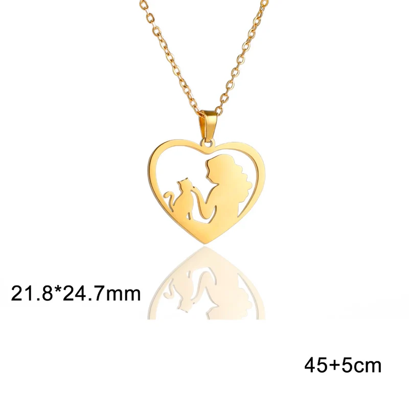 Collier Coeur Chat et Femme