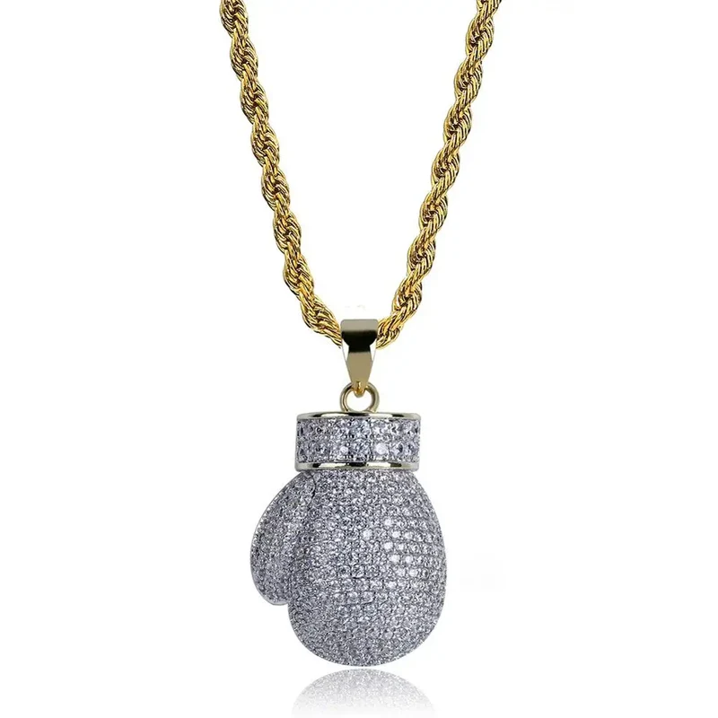 Collier Gants de Boxe Or et Argent