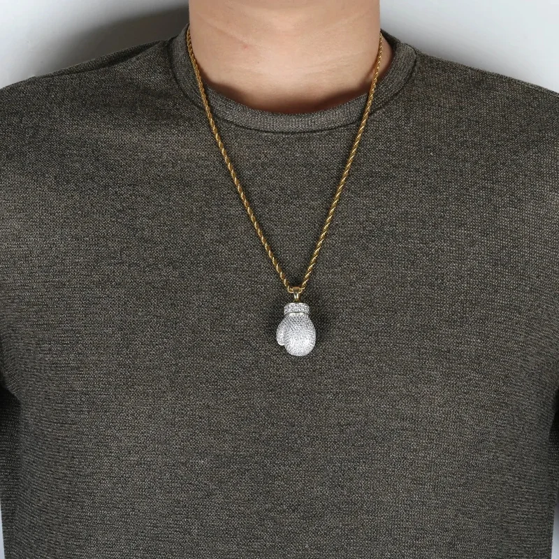 Collier Gants de Boxe Or et Argent