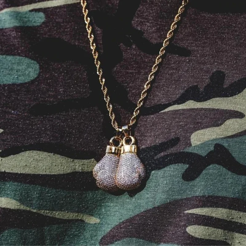 Collier Gants de Boxe Or et Argent