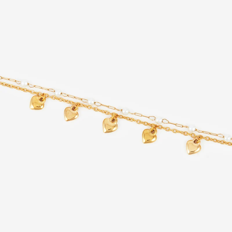 Bracelet Double Rangs Coeur