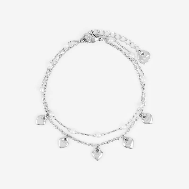 Bracelet Double Rangs Coeur
