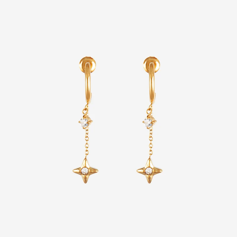 Boucles d'oreilles pendantes étoile strass