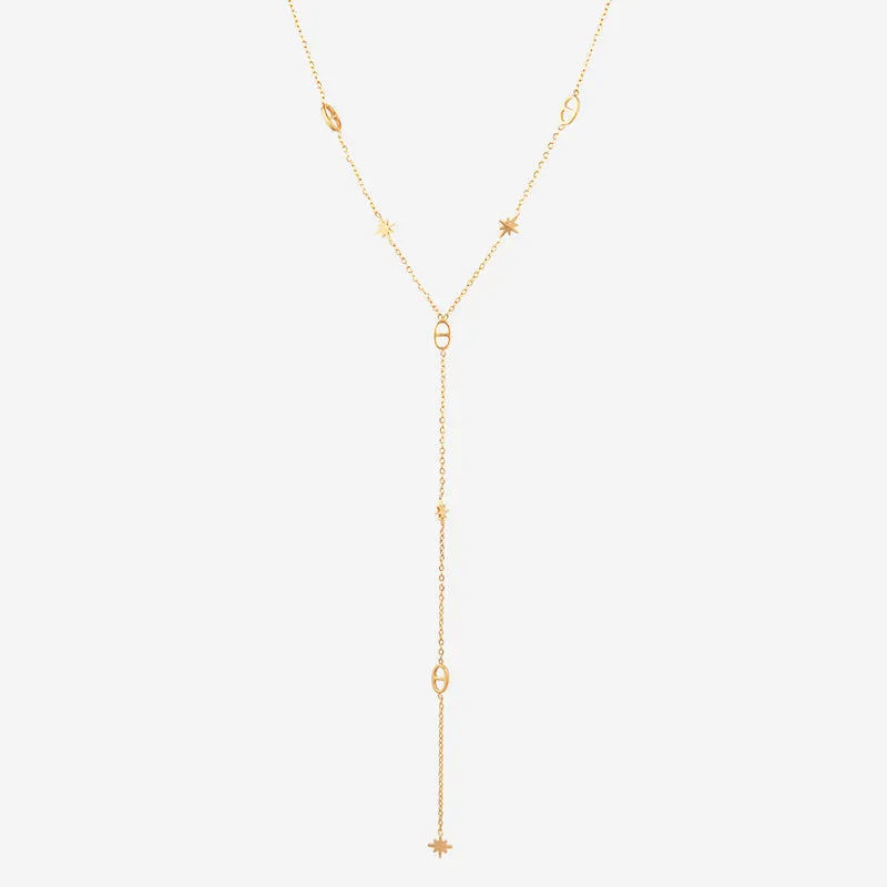 Collier en Y étoile maille marine