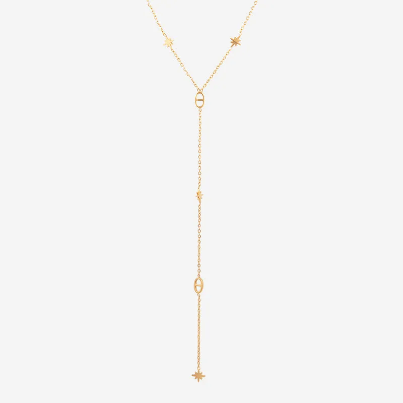 Collier en Y étoile maille marine
