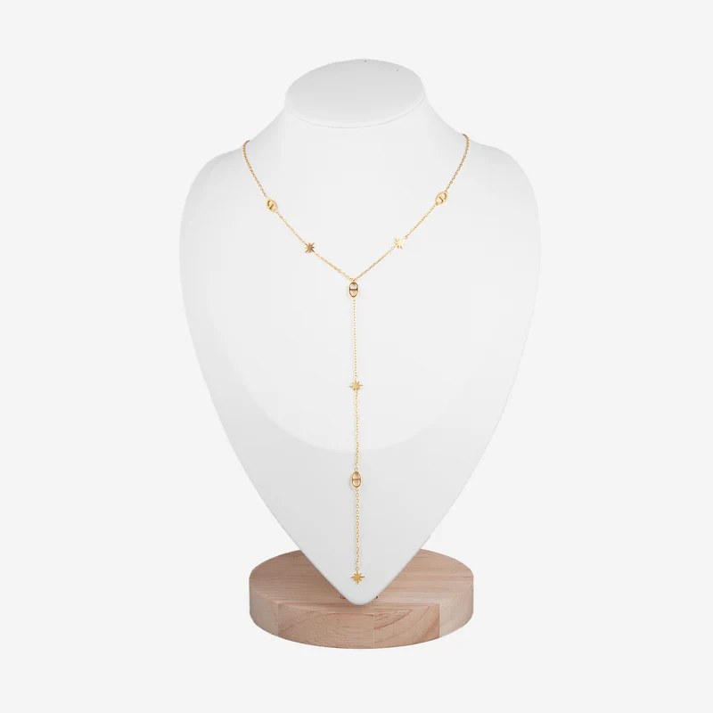 Collier en Y étoile maille marine