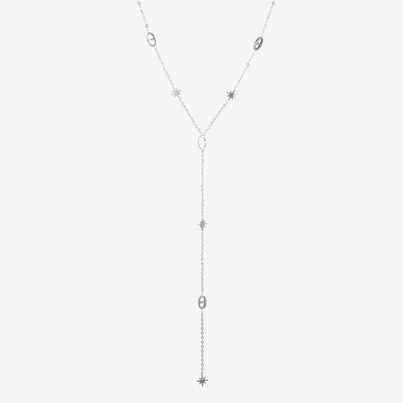 Collier en Y étoile maille marine