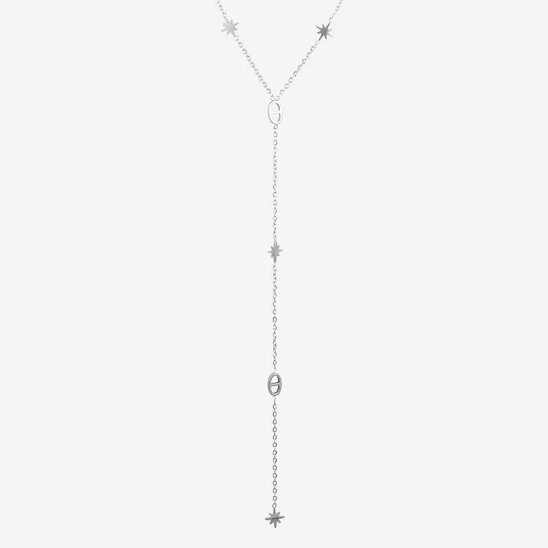 Collier en Y étoile maille marine